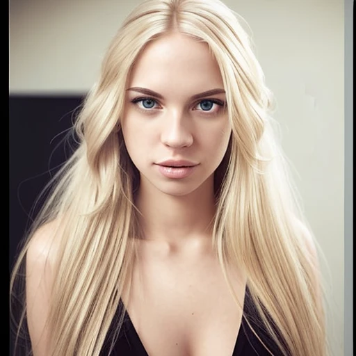 photo of an attractive blonde woman with long hair, looking at the camera, portrait photography, in the style of studio lighting, shot on Hasselblad 500 C/M --ar 73:128 --stylize 750
