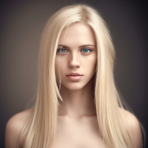 photo of an attractive blonde woman with long hair, looking at the camera, portrait photography, in the style of studio lighting, shot on Hasselblad 500 C/M --ar 73:128 --stylize 750
