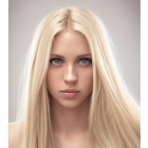 photo of an attractive blonde woman with long hair, looking at the camera, portrait photography, in the style of studio lighting, shot on Hasselblad 500 C/M --ar 73:128 --stylize 750