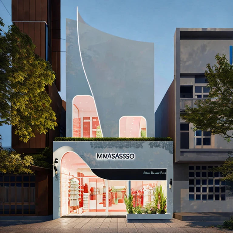 (masterpiece, best quality:1.2), exterior design, store, fashion store, vray render