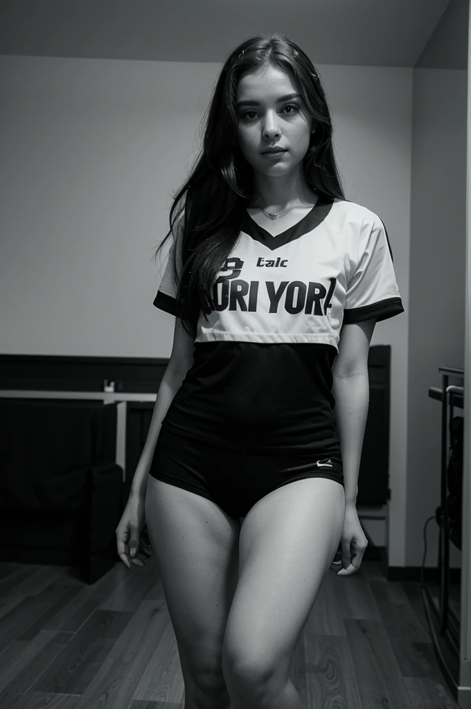 Create a girl in black and white jersey video
