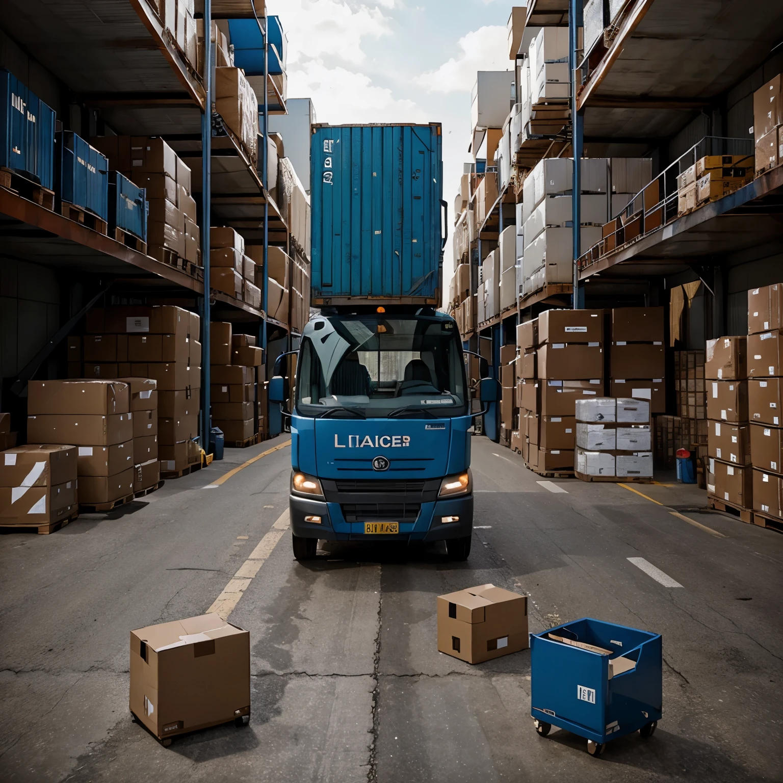 Generate 4 very creative images with different themes related to logistics