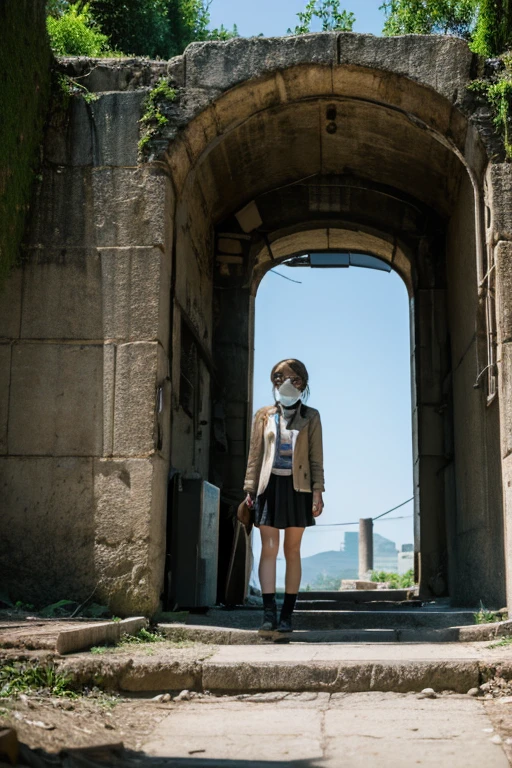 desolation,ruins,end of the century,Showa,glasses girls,adventure,