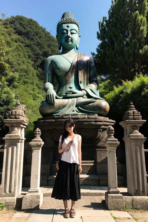 desolation,ruins,end of the century,Showa,glasses girls,adventure,Buddha statue,