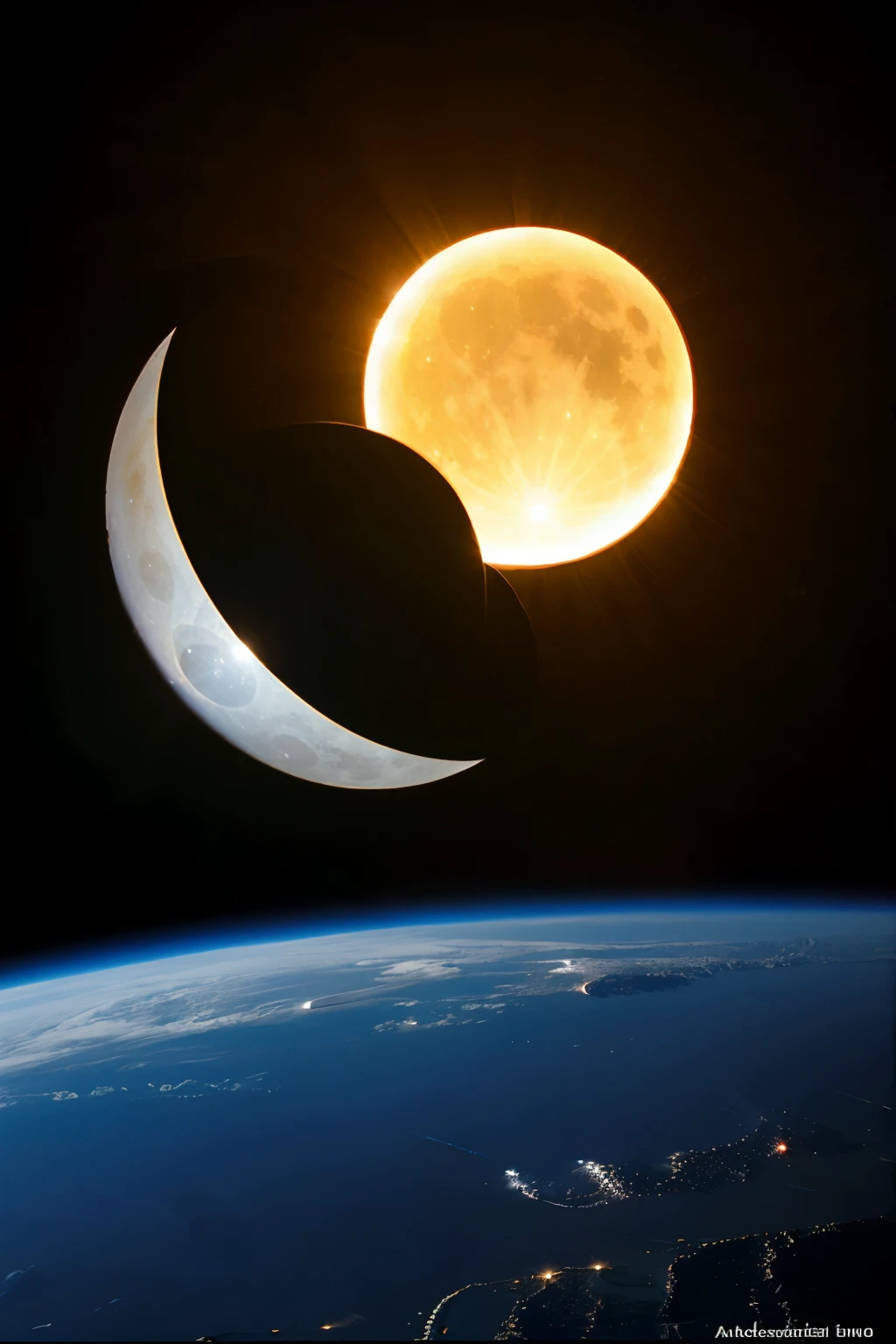 eclipse total de sol visto desde la unidad espacial internacional