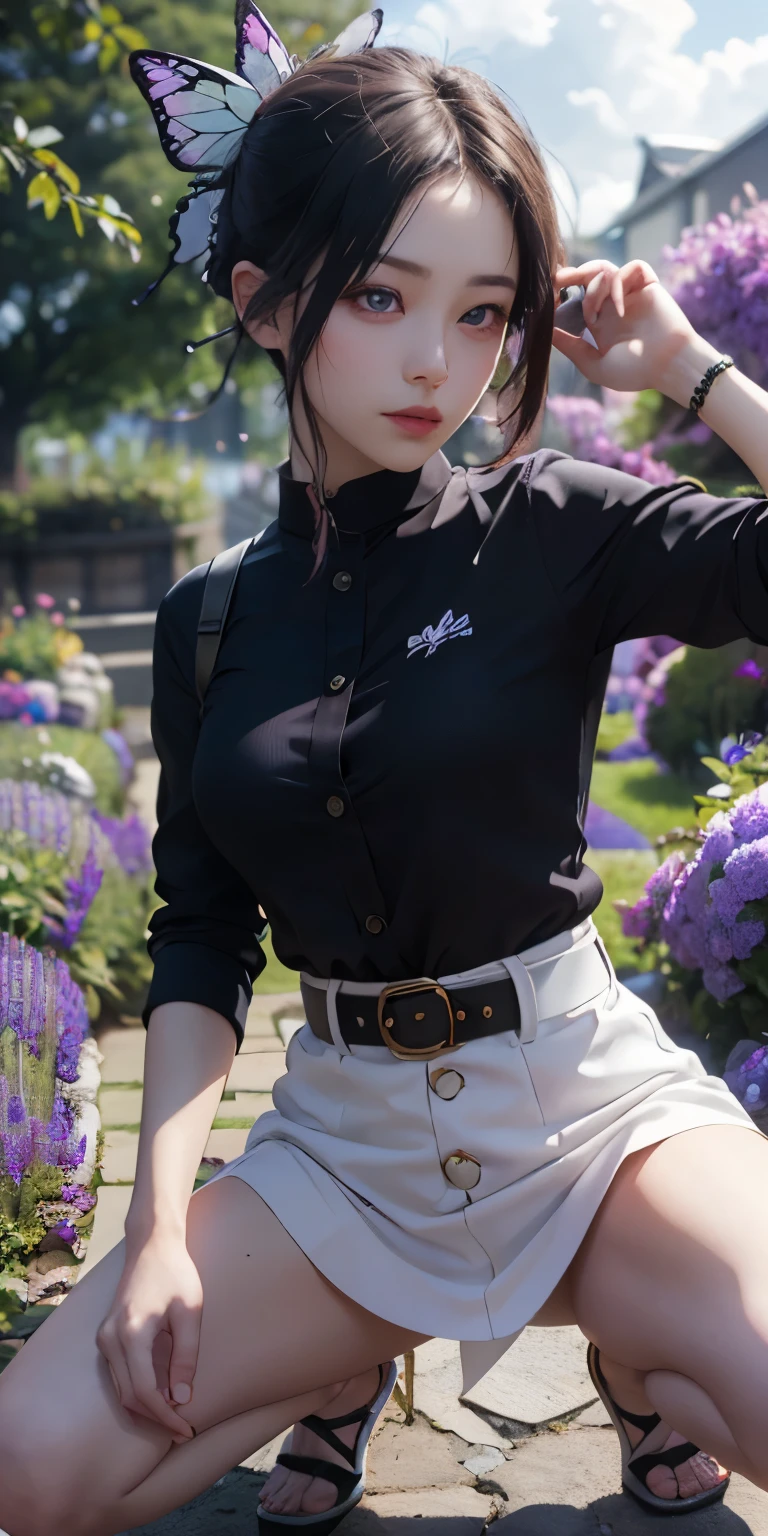 Ultra-realistic 8k CG,white panties:1.4、(Beautiful bikini panties:1.4) 、squat and open your legs、beautiful pantieasterpiece,(mini skirt生脚white panties:1.4) ,spread legs,show white panties,mini skirt、front、, (weapon in hand: 1.2), (attack: 1.2), beauty, goddess, (生脚white panties:1.3),frontから, face sticking out, (super detailed background, delicate pattern, intricate details)), high quality, highly detailed face, (超mini skirtから見えるwhite panties生脚:1.4)、highly detailed eyes and face, highly detailed eyes, kocho shinobi, colorful hair, No bangs, hair intake, purple eyes, amount, black shirt, black pants (Haori, butterfly, button, belt, (garden: 1.2), purple flowers, Chibi, cloudy null, sunlight, Tyndall effect, exy、Slope_null, face, gorgeous null, Sword at the waist,Ultra-realistic 8k CG, masterpiece,(mini skirt:1.4) close, (weapon in hand: 1.2), (attack: 1.2), beauty, goddess, frontから, face sticking out, (super detailed background, delicate pattern, intricate details)), high quality, highly detailed face, highly detailed eyes and face, highly detailed eyes, kocho shinobi, colorful hair, No bangs, hair intake, purple eyes, amount, black shirt, black pants (Haori, butterfly, button, belt, (garden: 1.2), purple flowers, Chibi, cloudy null, sunlight, Tyndall effect, Slope_null, face, gorgeous null, Sword at the waist,