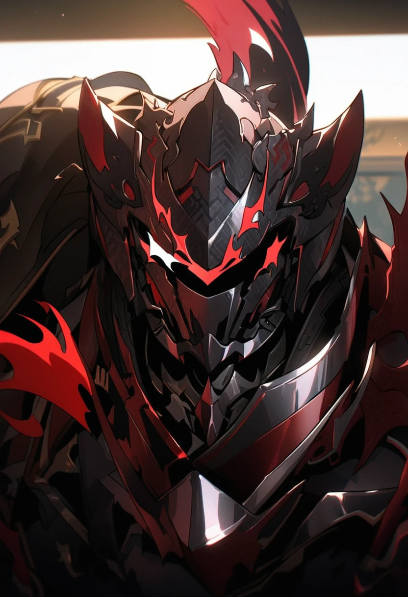 top quality、Masterpiece、ultra high resolution,a man,Wearing black lining,Black and red tail ,Tail sprays red fire 1.1,Red and silver armor, Black fire helmet, Black and red reflective armor, intricate details,Male anime characters,Ready to fight close-up