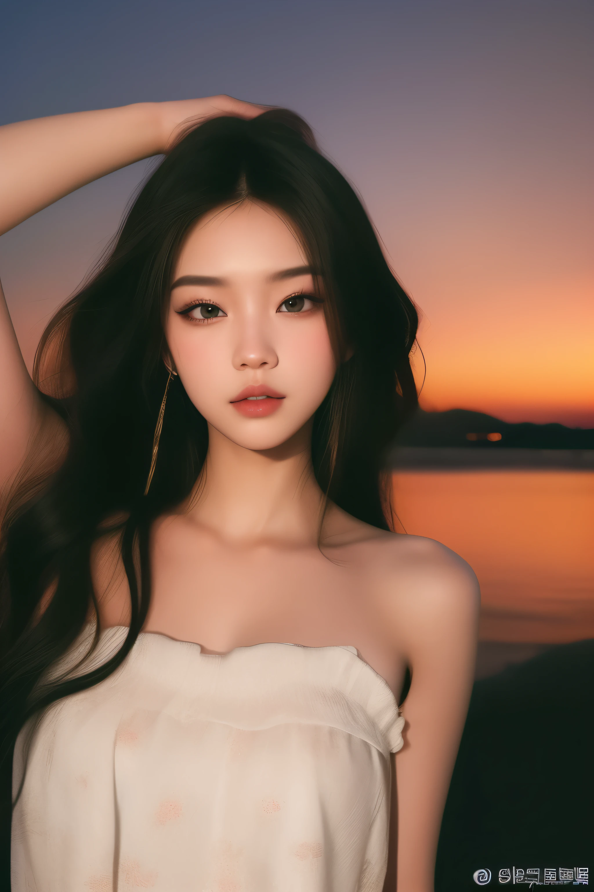 a close up of a woman with long hair wearing a dress, blackpink jennie, popular south korean makeup, beautiful south korean woman, jinyoung shin, popular korean makeup, korean girl, taejune kim, gorgeous young korean woman, portrait of jossi of blackpink, beautiful young korean woman, bae suzy, korean woman, ulzzang, asian features, korean face features