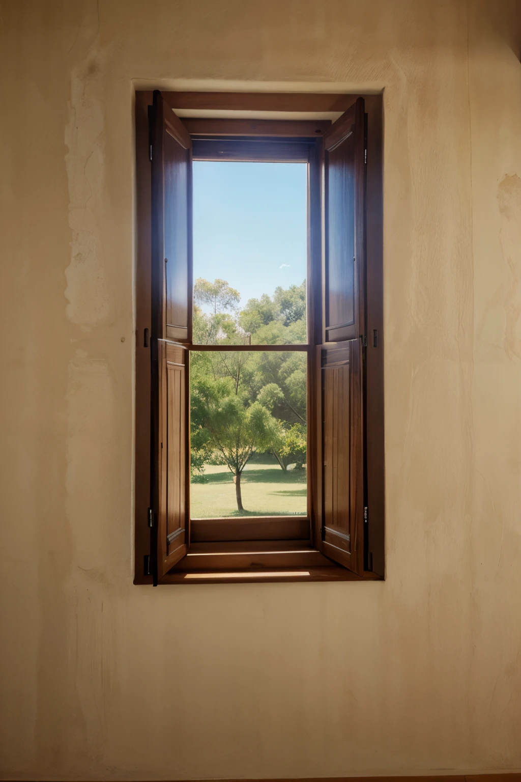 brown wooden window, abierta