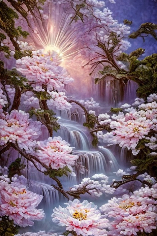 (High resolution:1.1), 最high quality, (masterpiece:1.2), Bright colors, digital painting, dense forest, water, beauty of nature, An oasis of peace, Cherry tree, blue sky,Israel- Fantastic - Painting Style Waterfall Soft painting style Brightly colored Bright light a wonderful heavenly garden, rainbow reflected on a splendid river valley of eden sea a wonderful valley,Morning sun, river, Rose, Pastel pink path, beautiful atmosphere, dream , Israel, almond blossom, wonderful, painting style Israel courtyard full of flowers and grapevine, 4K resolution ,ブドウ畑のmasterpiece, 最high quality, high quality,very detailed CG unity 8k wallpaper, An enchanting and dreamy scene of a fantasy forest, Creates a sense of mystery and enchantment, art station, digital illustration, Complex, trend, pastel colour, oil, award winning photography, Bokeh, Depth of the bounds written, HDR, bloom, chromatic aberration ,realistic,very detailed, trend on art station, trend on CGsociety, Complex, high detail, dramatic, mid-journey art