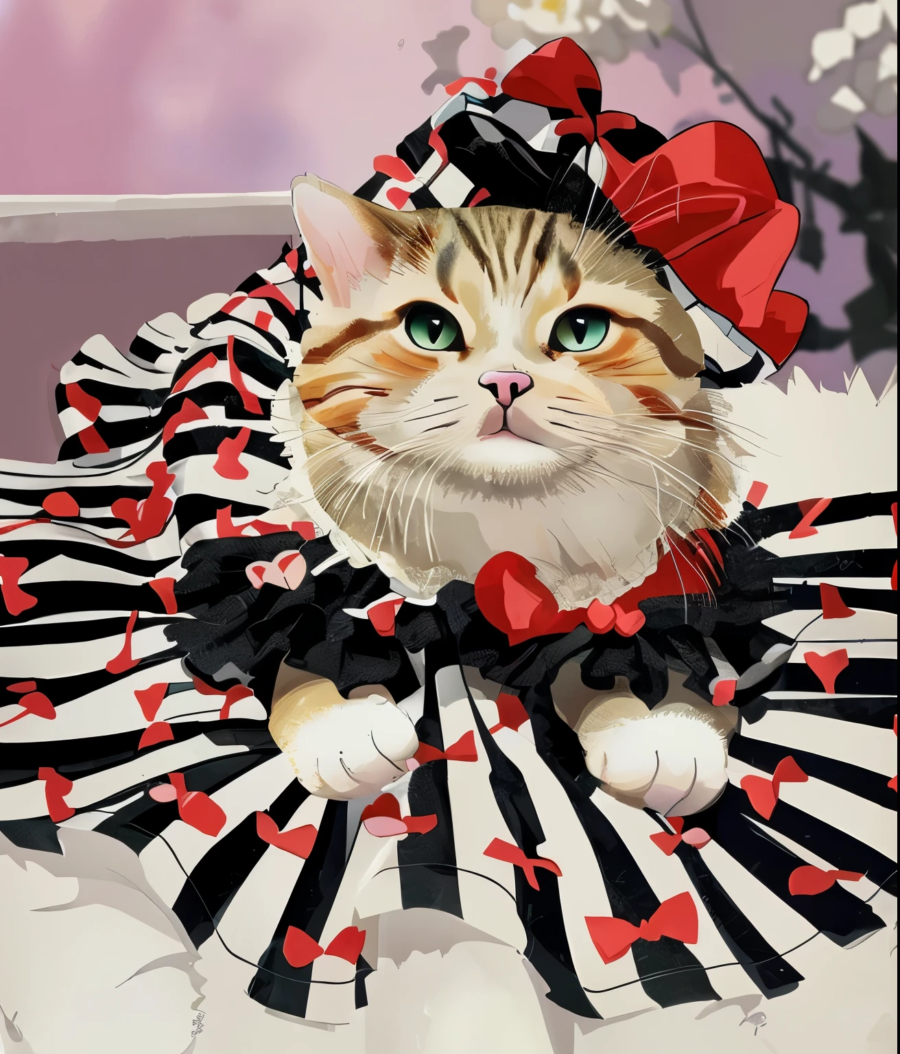 Cat in a dress、cute、An illustration、cute目、Droopy eyes