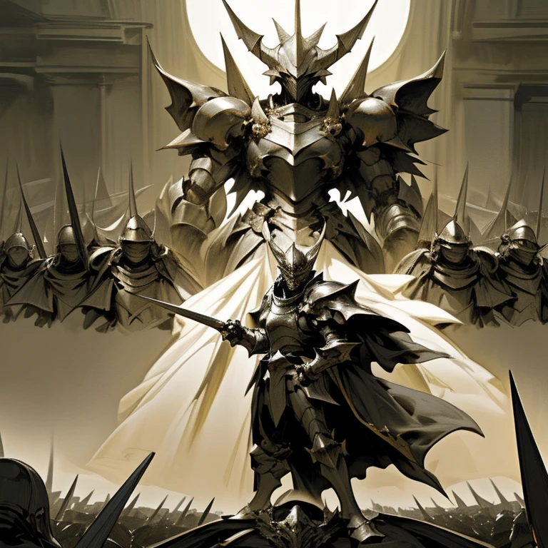 A Powerful Knight leading his army in the middle of the night