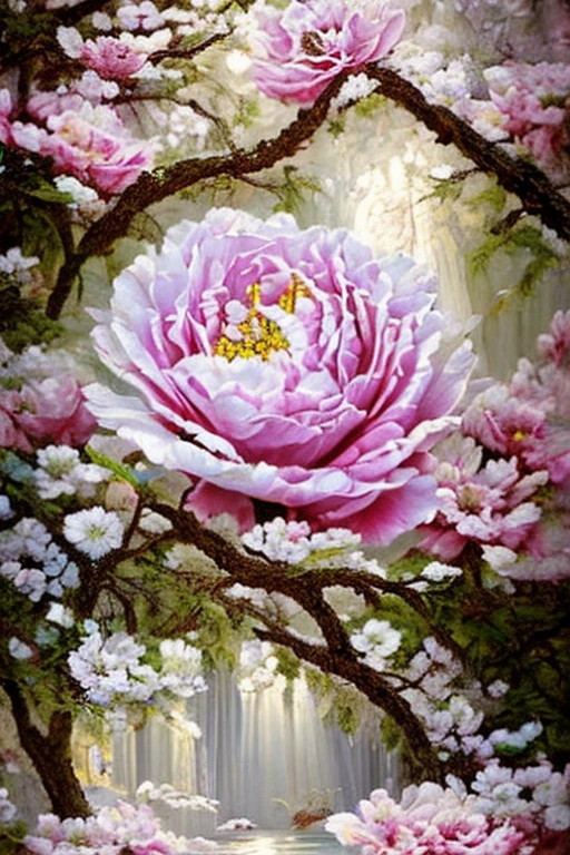 (High resolution:1.1), 最high quality, (masterpiece:1.2), Bright colors, digital painting, dense forest, water, beauty of nature, An oasis of peace, Cherry tree, blue sky,Israel- Fantastic - Painting Style Waterfall Soft painting style Brightly colored Bright light a wonderful heavenly garden, rainbow reflected on a splendid river valley of eden sea a wonderful valley,Morning sun, river, Rose, Pastel pink path, beautiful atmosphere, dream , Israel, almond blossom, wonderful, painting style Israel courtyard full of flowers and grapevine, 4K resolution ,ブドウ畑のmasterpiece, 最high quality, high quality,very detailed CG unity 8k wallpaper, An enchanting and dreamy scene of a fantasy forest, Creates a sense of mystery and enchantment, art station, digital illustration, Complex, trend, pastel colour, oil, award winning photography, Bokeh, Depth of the bounds written, HDR, bloom, chromatic aberration ,realistic,very detailed, trend on art station, trend on CGsociety, Complex, high detail, dramatic, mid-journey art