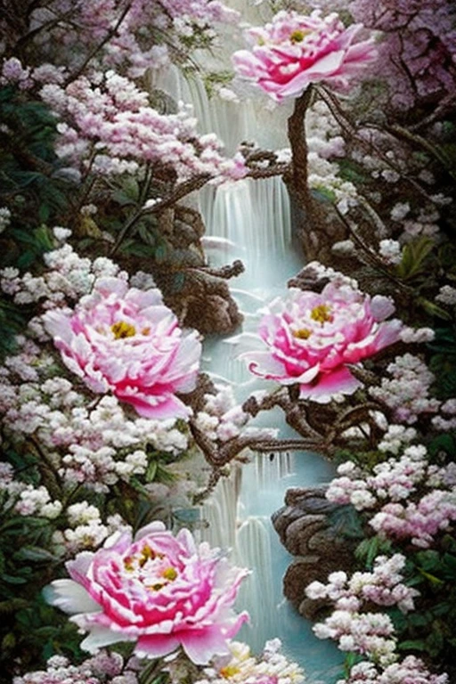 (High resolution:1.1), 最high quality, (masterpiece:1.2), Bright colors, digital painting, dense forest, water, beauty of nature, An oasis of peace, Cherry tree, blue sky,Israel- Fantastic - Painting Style Waterfall Soft painting style Brightly colored Bright light a wonderful heavenly garden, rainbow reflected on a splendid river valley of eden sea a wonderful valley,Morning sun, river, Rose, Pastel pink path, beautiful atmosphere, dream , Israel, almond blossom, wonderful, painting style Israel courtyard full of flowers and grapevine, 4K resolution ,ブドウ畑のmasterpiece, 最high quality, high quality,very detailed CG unity 8k wallpaper, An enchanting and dreamy scene of a fantasy forest, Creates a sense of mystery and enchantment, art station, digital illustration, Complex, trend, pastel colour, oil, award winning photography, Bokeh, Depth of the bounds written, HDR, bloom, chromatic aberration ,realistic,very detailed, trend on art station, trend on CGsociety, Complex, high detail, dramatic, mid-journey art