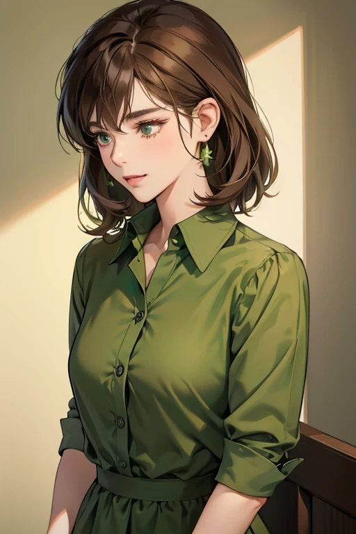 Lynda has medium-length brown hair, and doesn't wear a hat. She is seen wearing a dark green shirt with a light green collar. Lynda has medium-length brown hair, and doesn't wear a hat. She is seen wearing a dark green shirt with a light green collar.