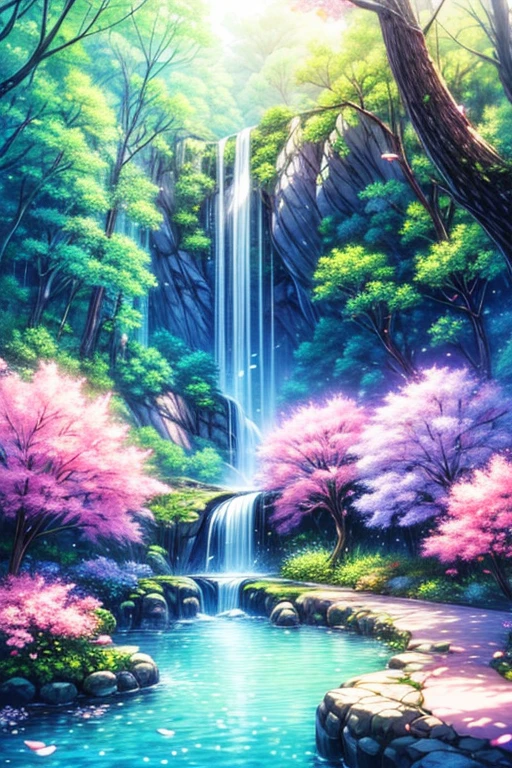 (High resolution:1.1), 最high quality, (masterpiece:1.2), Bright colors, digital painting, dense forest, water, beauty of nature, An oasis of peace, Cherry tree, blue sky,Israel- Fantastic - Painting Style Waterfall Soft painting style Brightly colored Bright light a wonderful heavenly garden, rainbow reflected on a splendid river valley of eden sea a wonderful valley,Morning sun, river, Rose, Pastel pink path, beautiful atmosphere, dream , Israel, almond blossom, wonderful, painting style Israel courtyard full of flowers and grapevine, 4K resolution ,ブドウ畑のmasterpiece, 最high quality, high quality,very detailed CG unity 8k wallpaper, An enchanting and dreamy scene of a fantasy forest, Creates a sense of mystery and enchantment, art station, digital illustration, Complex, trend, pastel colour, oil, award winning photography, Bokeh, Depth of the bounds written, HDR, bloom, chromatic aberration ,realistic,very detailed, trend on art station, trend on CGsociety, Complex, high detail, dramatic, mid-journey art
