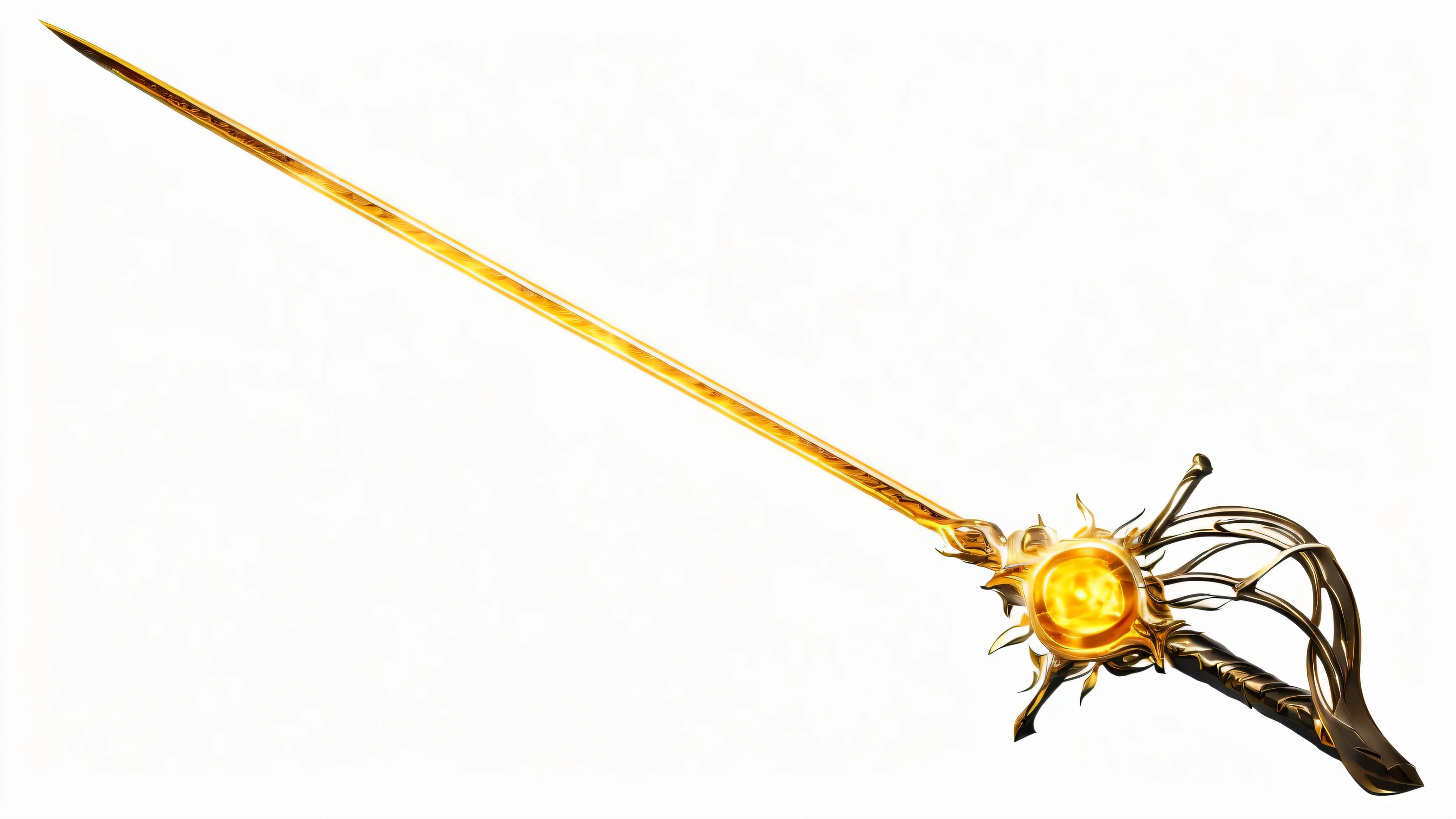 solar energy blade golden radiant light rapier, There is a sword with a yellow light energy shining on it, golden sword