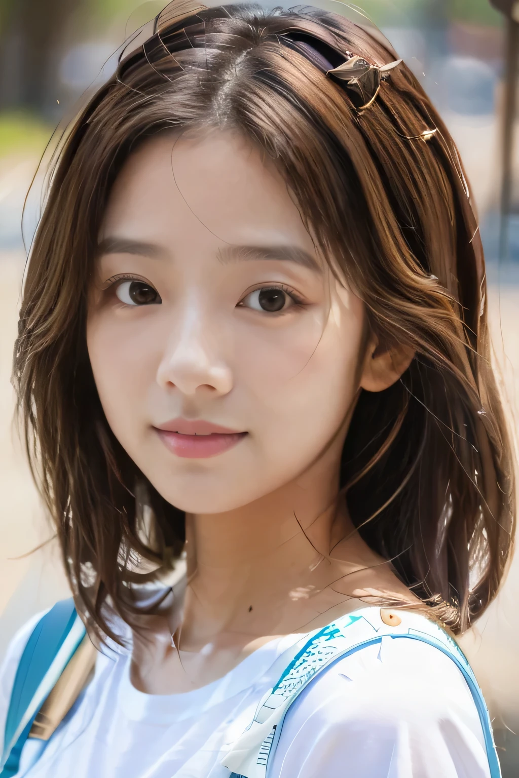 (masterpiece:1.3), (8K, realistic, Raw photo, highest quality: 1.4), front，japanese woman，beautiful face, (realistic face), (light brown hair, short hair:1.3), Cute hairstyles, realistic eyes, beautiful eyes, beautiful eyes, (realistic skin), beautiful skin, charm, Ultra High resolution, High resolution, close, portrait, golden ratio, detail makeup, look at the beholder, smile, (shoulder look), double eyelid，round face，baby face，Cute Spring Clothes、close up shot