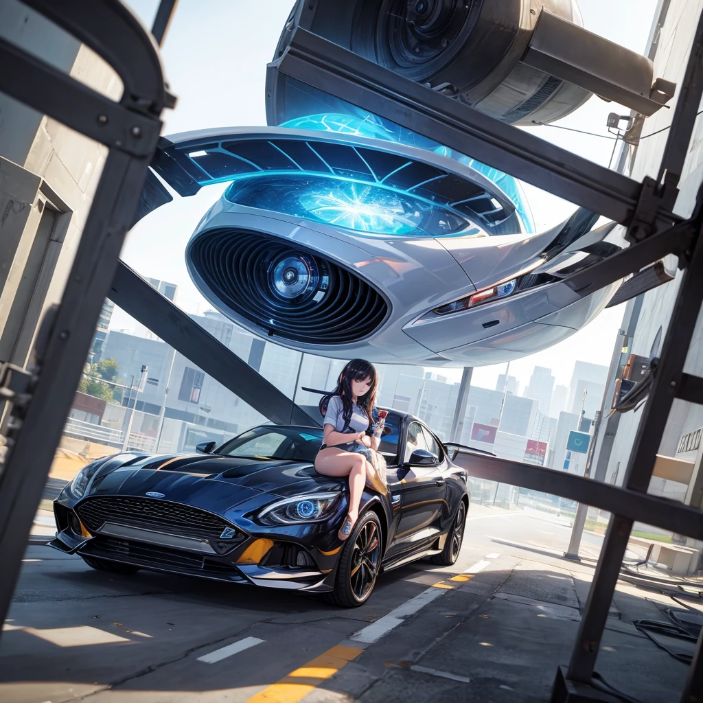 Create an image of a futuristic Ford car from 2039