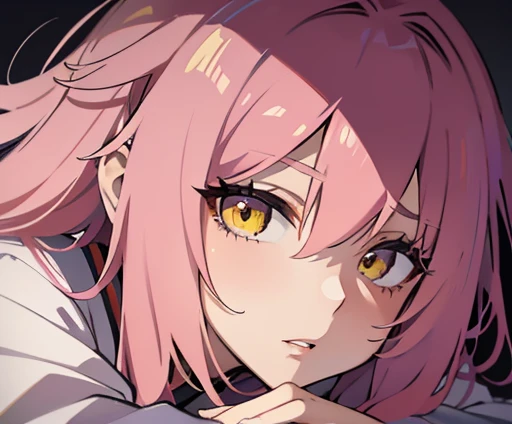 pink hair yellow eyes anime Hentai