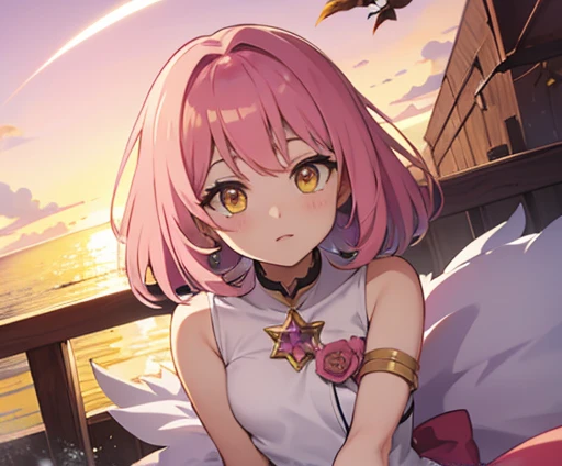 pink hair yellow eyes anime Magical girl