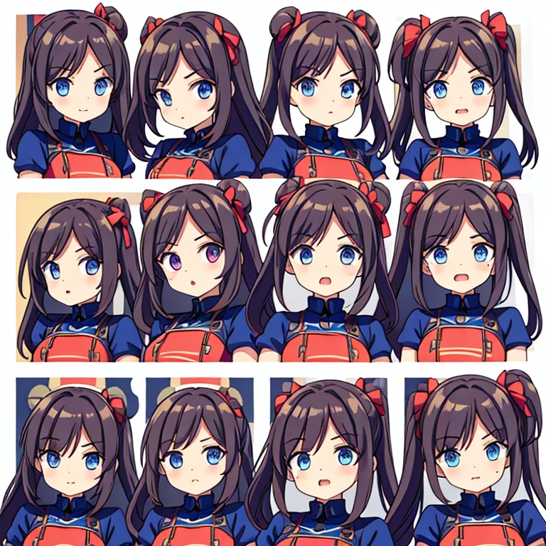 pretty girl, multiple poses and expressions,