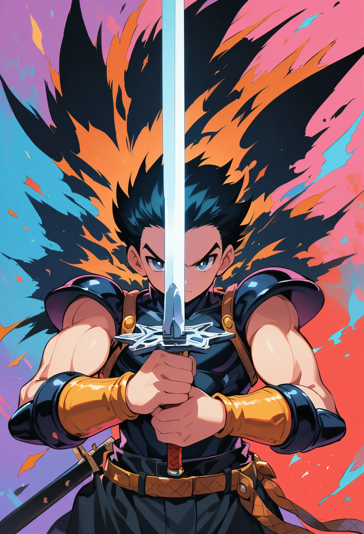 Astro Boy,Sword in both hands，sword focus