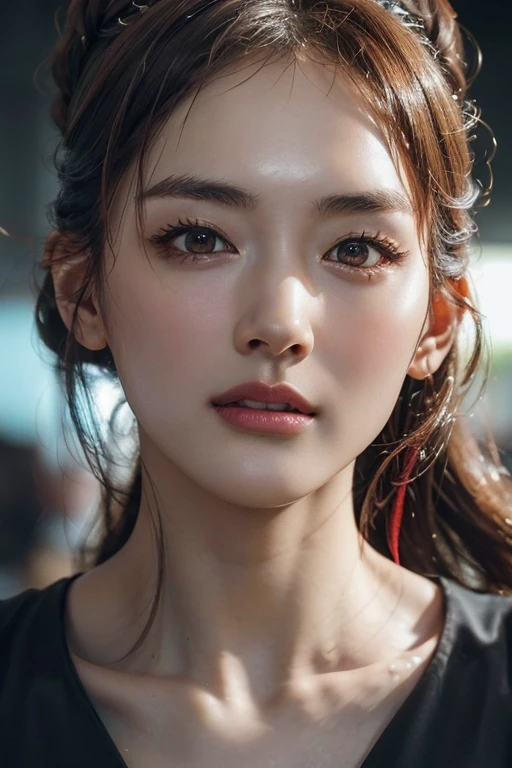 Roughcraft&#39;s Worldから来た女性のエイリアン, Super detailed artistic photography, midnight aura, night sky, detailed gorgeous face, dream-like, shine, with backlight, Glamour, sparkling, (very detailed face and eyes:1.2), (High resolutionの光る赤い目:1.4), perfect anatomy, (Beautiful toned body:1.5), (moist skin:1.2), no makeup, (Bear:1.1),(thick eyebrows:1.2), long canines. Smooth, extRa High resolution, 8K, unreal engine 5, super sharp focus, Art by Alberto Seveso, art germ, Barbaric, SF, Complex芸術作品の傑作, evil, Matte Movie Poster with Image, golden ratio, Trending on CGsociety, Complex, wonderful, Trending with ArtStation, author: art germ, H. R. Giger and Beksinski, very detailed, Roughcraft&#39;s World,  cthulhu, vibration, drawing cinematic characters, Super high quality model, cinematic quality, Detail up, (Complex details:1.2), High resolution, High resolution, draw faithfully, (thick eyebrows:1.2), (big scarlet eyes:1.3)