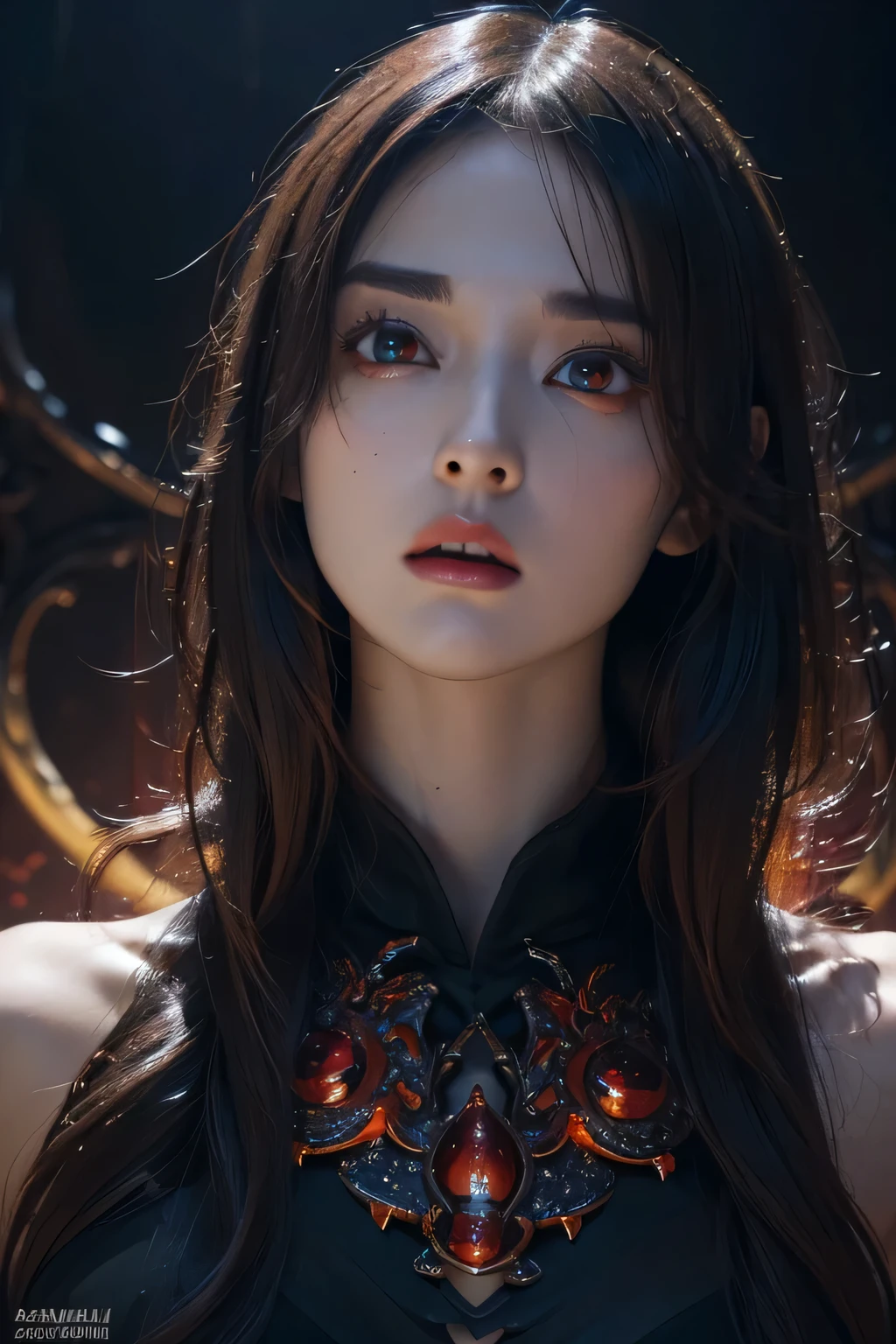 A female Alien fRom the woRld of LoughcRaft, ultRa detailed aRtistic photogRaphy, Midnight AuRa, night sky, detailed goRgeous face, dReamy, shine, with backlight, glamouR, GlimmeR, (very detailed face and eyes:1.2), (High-Resolution glowing Red eyes:1.4), PeRfect Anatomy, (Beautiful toned body:1.5), (moist skin:1.2), no makeup, (daRk ciRcles:1.1),(Thick eyebRows:1.2), long canines. Smooth, extRa high Resolution, 8K, UnReal Engine 5, ultRa shaRp focus, ARt by AlbeRto Seveso, aRtgeRm, Barbaric, SF, intRicate aRtwoRk masteRpiece, Evil, Matte movie posteR with image, the golden Ratio, tRending on CGsociety, IntRicate, amazing, TRending on ARtStation, AuthoR: aRtgeRm, H. R. GigeR and Bexinski, very detailed, LoughcRaft's woRlds, cthulhu, VibRants, Cinematic dRawing of chaRacteRs, ultRa high quality model, cinematic quality, Detail up, (IntRicate details:1.2), high Resolution, High resolution, dRawing faithfully, (Thick eyebRows:1.2), (Big scaRlet eyes:1.3)