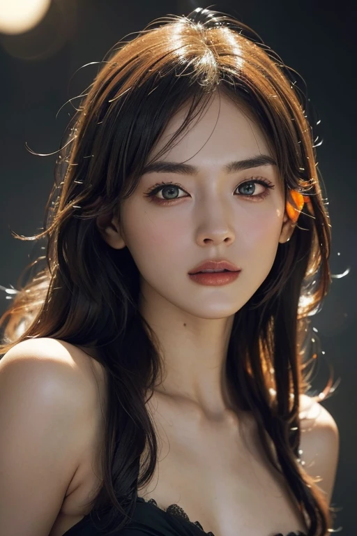 Roughcraft's Worldから来た女性のエイリアン, Super detailed artistic photography, midnight aura, night sky, detailed gorgeous face, dream-like, shine, with backlight, Glamour, sparkling, (very detailed face and eyes:1.2), (High resolutionの光る赤い目:1.4), perfect anatomy, (Beautiful toned body:1.5), (moist skin:1.2), no makeup, (Bear:1.1),(thick eyebrows:1.2), long canines. Smooth, extRa High resolution, 8K, unreal engine 5, super sharp focus, Art by Alberto Seveso, art germ, Barbaric, SF, Complex芸術作品の傑作, evil, Matte Movie Poster with Image, golden ratio, Trending on CGsociety, Complex, wonderful, Trending with ArtStation, author: art germ, H. R. Giger and Beksinski, very detailed, Roughcraft's World, cthulhu, vibration, drawing cinematic characters, Super high quality model, cinematic quality, Detail up, (Complex details:1.2), High resolution, High resolution, draw faithfully, (thick eyebrows:1.2), (big scarlet eyes:1.3)