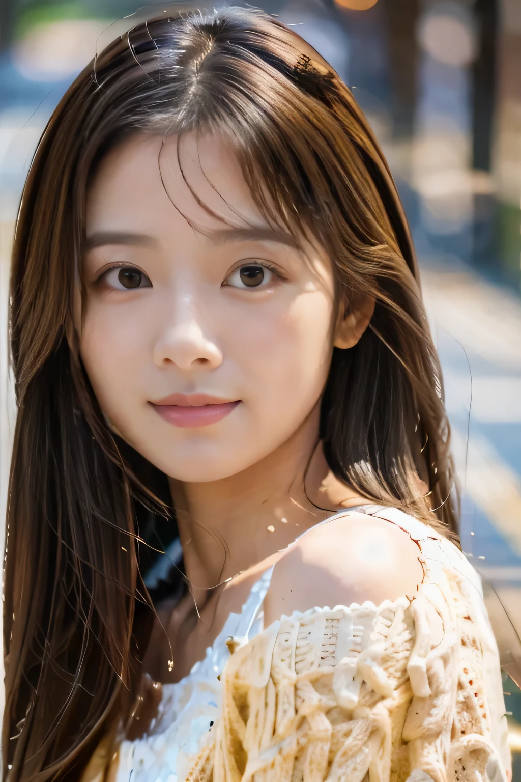 8K, highest quality, masterpiece, realistic, Photoreal, Super detailed, Natural light, Highly detailed face and skin, detailed eye, Highly detailed face and skinの中間ショット, beautiful woman looking at camera, sexy pose, beautiful face, realistic face, detailed face, beautiful hairstyle, realistic eyes, fine eyes, realistic skin, fine skin, beautiful skin, charm, Super realistic, Sexy yellow cardigan, kind, brown hair, cute japanese girl, whole body