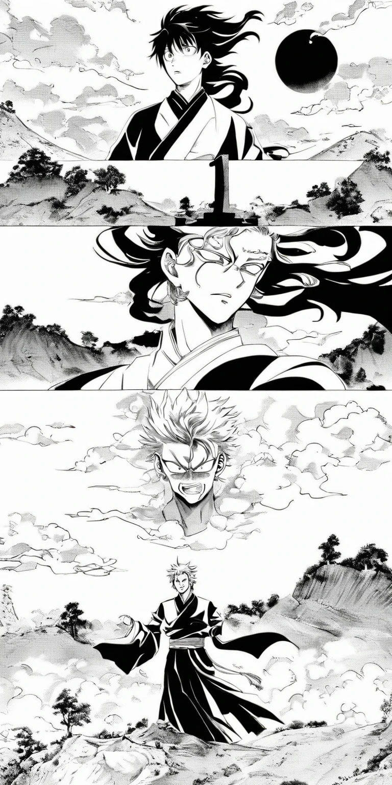 Line draft,black and white,white ground,monichrome,lineart, Sun Wukong, clad in traditional attire, solemnly bids farewell to the tombstone of his master Akira Toriyama on a hill. The sorrowful expression on his face echoes the melancholic atmosphere. The tombstone, a symbol of honor, stands prominently before him. The background exudes a sense of height and power with scattered trees adding depth. Shape-shifting clouds in the sky create an eerie aura. This poignant scene, reminiscent of award-winning comic book styles like Naoki Urasawa, captures the Monkey King in a desolate landscape. The black and white scheme enhances the drama and history, blending antiquity with emotion.