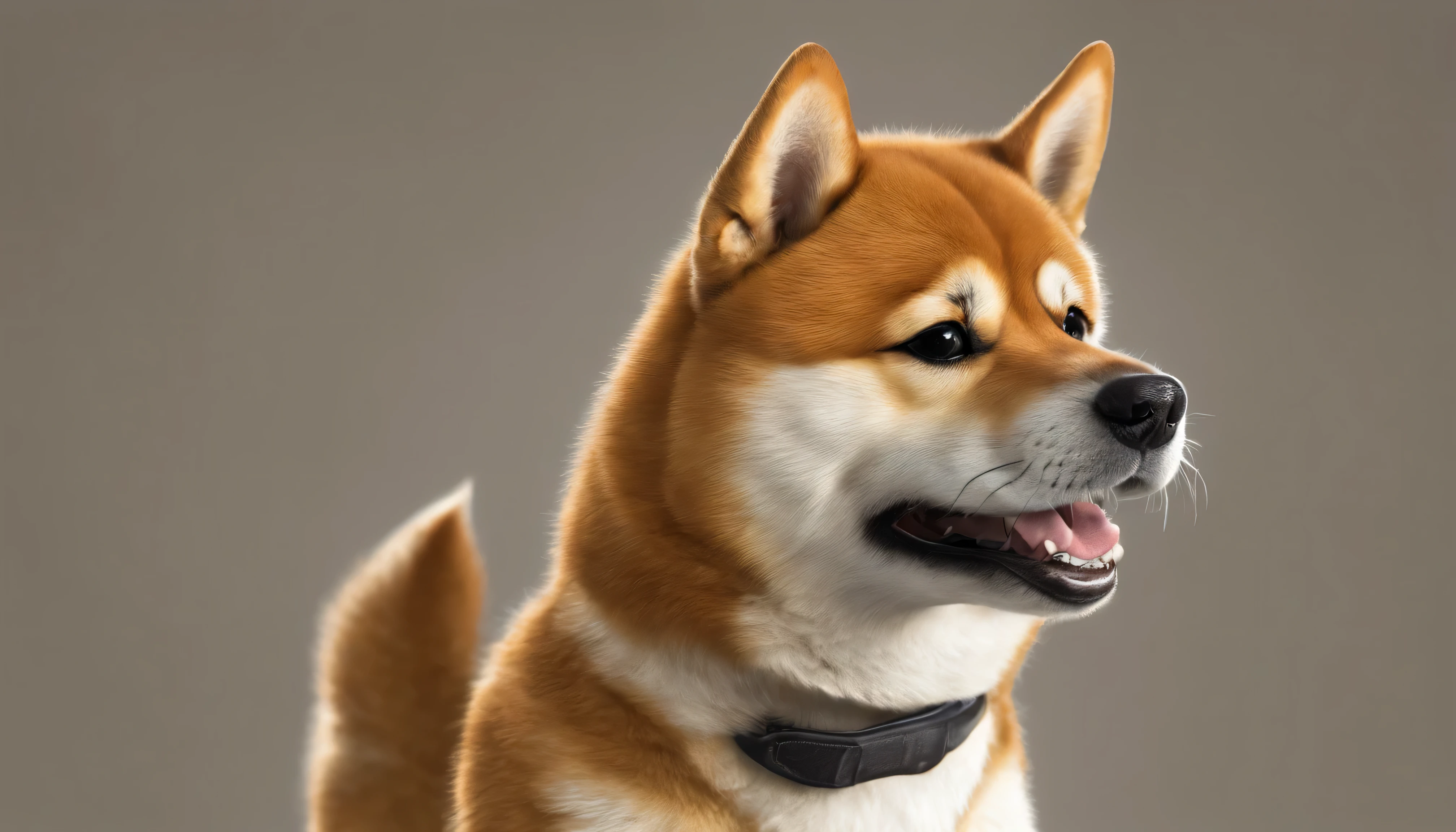 A Shiba Inu shaking its head and tail vigorously