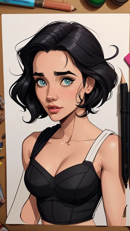 Personagem mulher ninja com marcas de guerras Imagem de desenho animado de uma mulher .cartoon style illustration, estilo de arte dos desenhos animados, estilo de arte dos desenhos animados, digital illustration style, design de personagens altamente detalhado, arte digital detalhada coragem, Forest fan art, Design de personagens de retrato, beautiful digital illustration, retrato de alta qualidade, Arte em quadrinhos, mulher jovem cabelo com transas lindas . Beautiful lined eyes Medium large bust and wonderful sexy clothes. image expression of sexual desire from waist to head illustration Jennifer Connelly and Salma haiek 