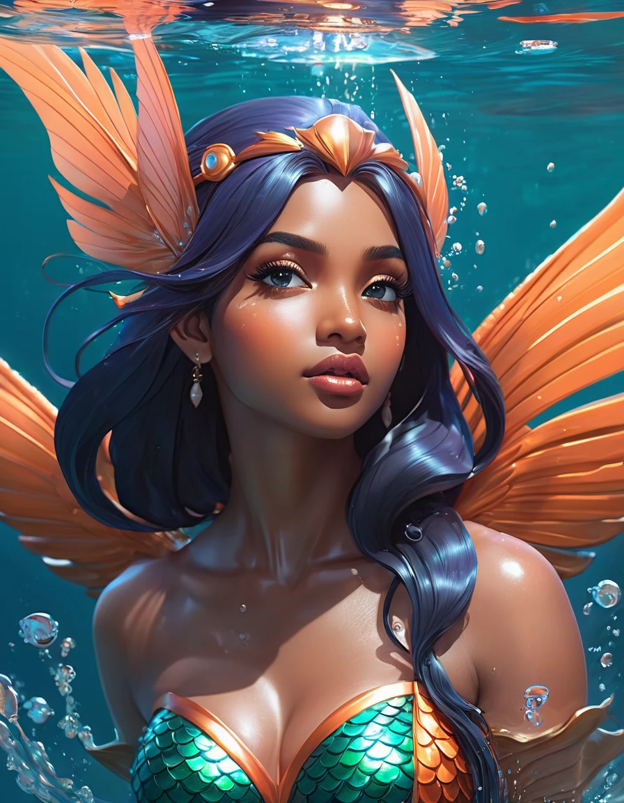 Indian Female Jalpari I mean mermaid has wings, indian girl, Realistic anime art, realistic Oil painting woman in under water, stephen lau and artgerm, as seen on artgerm, artgerm julie bell beeple, stanley artgerm lau, artgerm and ben lo, portrait of aquagirl, mermaid 🧜‍♀️ hybrid girl, artgerm on artstation pixiv