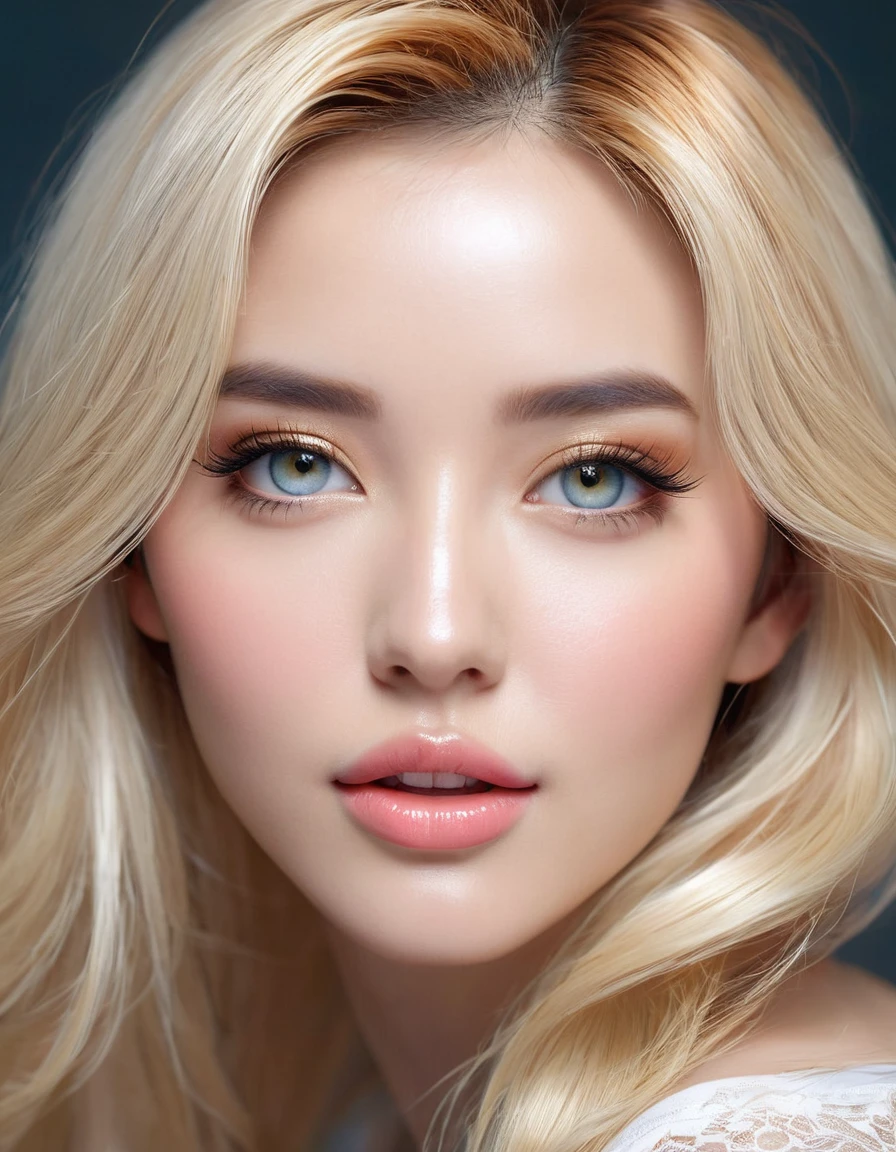 beautiful silky skin,middle smile,peerless beauty,exceptional sexy beauty,beautiful gentle and bright expression,sexy a refreshing look,perfect beautiful cute face is hidden by luster blonde silky hair,hair on beautiful face,very cute beautiful sexy young little woman, very perfect beautiful cute face,beautiful cute big clear eyes, stephen lau and artgerm, as seen on artgerm, artgerm julie bell beeple, stanley artgerm lau, artgerm and ben lo, portrait , artgerm on artstation pixiv, posing for photoshoot, beautiful sexy and beautiful and attractive