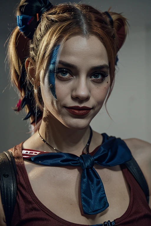 realistic portrait of harley quinn as a Tarot Card