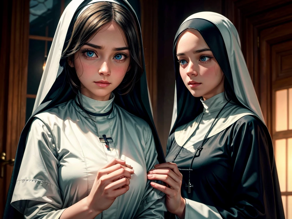Two nun nude in house