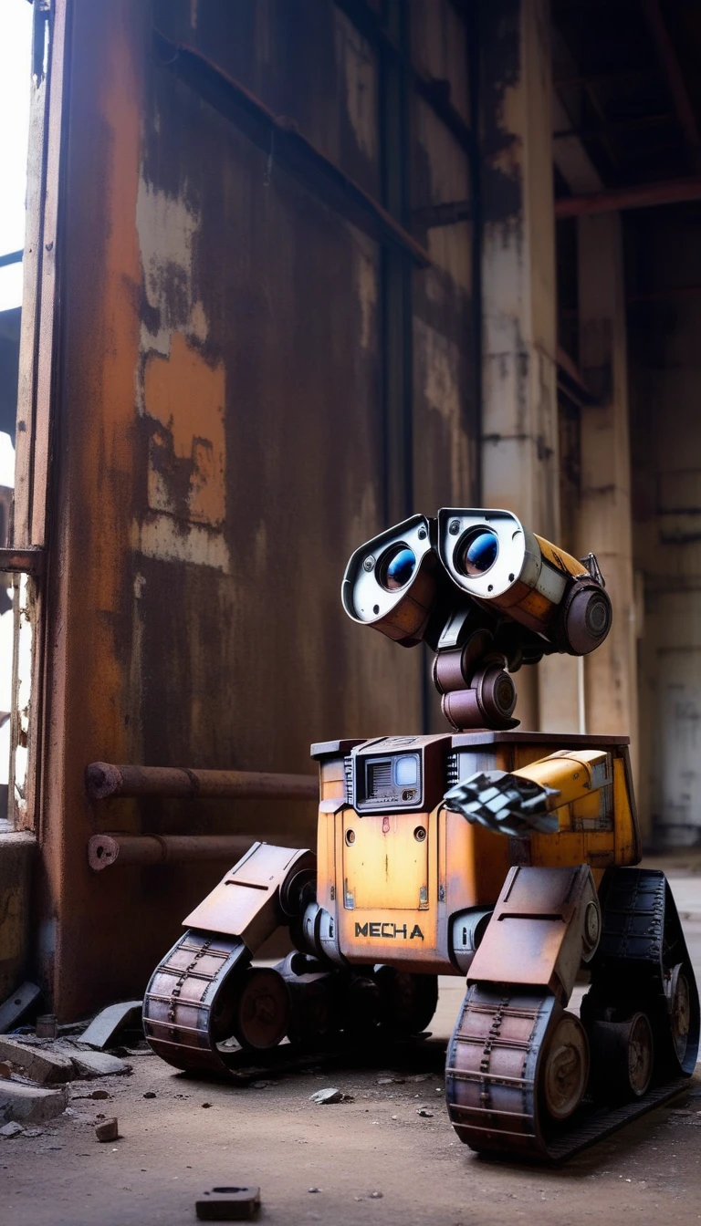 Deep inside an abandoned factory, a rusted WAll-E robot was sleeping quietly. It used to protect the town, but now it has been forgotten. One day, a girl found the mecha.
