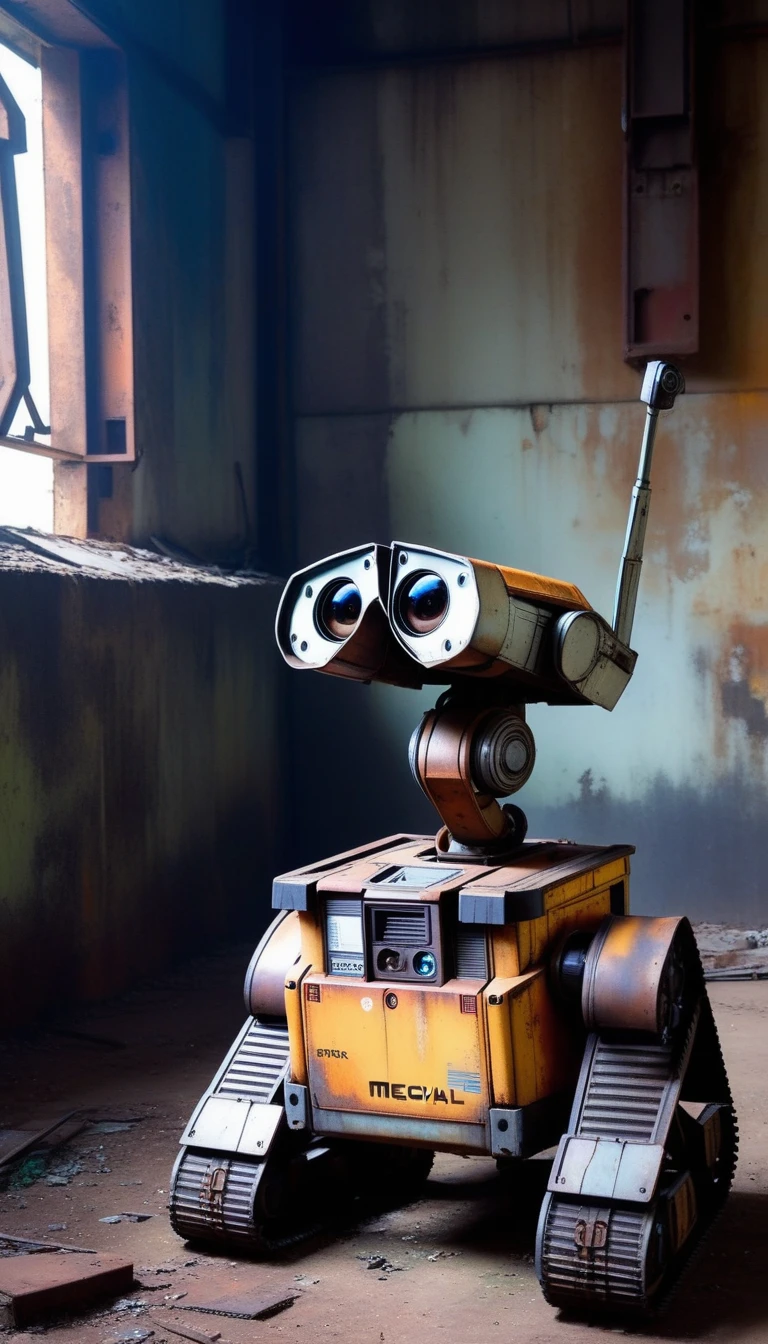 Deep inside an abandoned factory, a rusted WAll-E robot was sleeping quietly. It used to protect the town, but now it has been forgotten. One day, a girl found the mecha.
