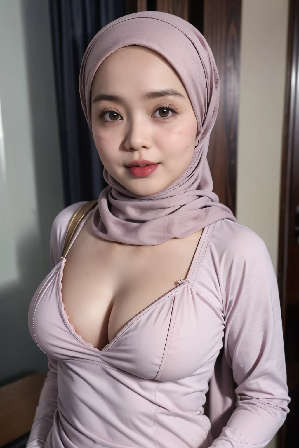 Wearing Lingerie, (((HIJAB MALAY GIRL))), masutepiece, High quality, UHD 32K, Realistic face, Realistic skin feeling , A Japanese Lady, 8 , , Very cute and baby-like face, (((FLAT CHEST))), (MATRIX WORLD), ((look In front at the camera and SADNESS)), (((CUTE GIRL))), ((RED LIPS)), ((CHUBBY)), (undress, White And Pink, (Heavy Breasts), (Heavy Boobs), (Heavy Tits), (Heavy Nipple), (Saggy Breasts)