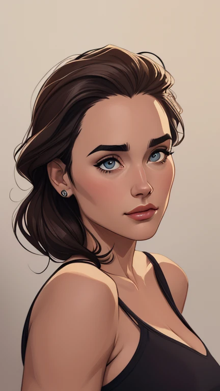 Personagem poses de fotografia sensual Imagem de desenho animado de uma mulher .cartoon style illustration, , digital illustration style, design de personagens altamente detalhado, arte digital detalhada coragem, Forest fan art, Design de personagens de retrato, beautiful digital illustration, retrato de alta qualidade, Arte em quadrinhos, mulher jovem cabelo com transas lindas . Beautiful lined eyes Medium large bust and wonderful sexy clothes. image expression of sexual desire from waist to head illustration Jennifer Connelly