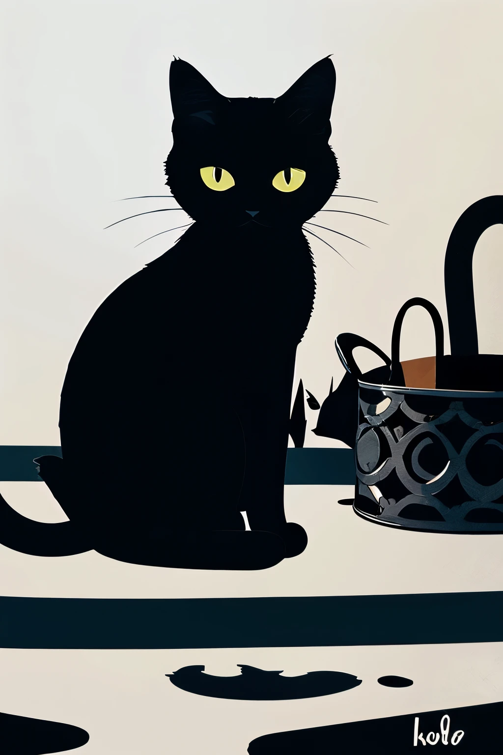 Black cat cool An illustration