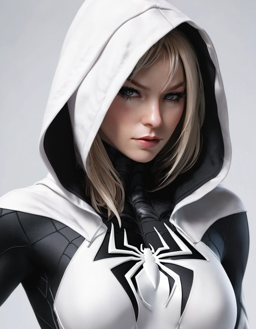 spider - man girl in a white and black suit with a hoodie, ig model | artgerm, extremely detailed artgerm, spider gwen, style artgerm, gwen stacy, spider-gwen, spider - gwen, in the style artgerm, artgerm style, trending artgerm, artgerm comic, as seen on artgerm, stephen lau and artgerm, as seen on artgerm, artgerm julie bell beeple, stanley artgerm lau, artgerm and ben lo, portrait of , artgerm on artstation pixiv
