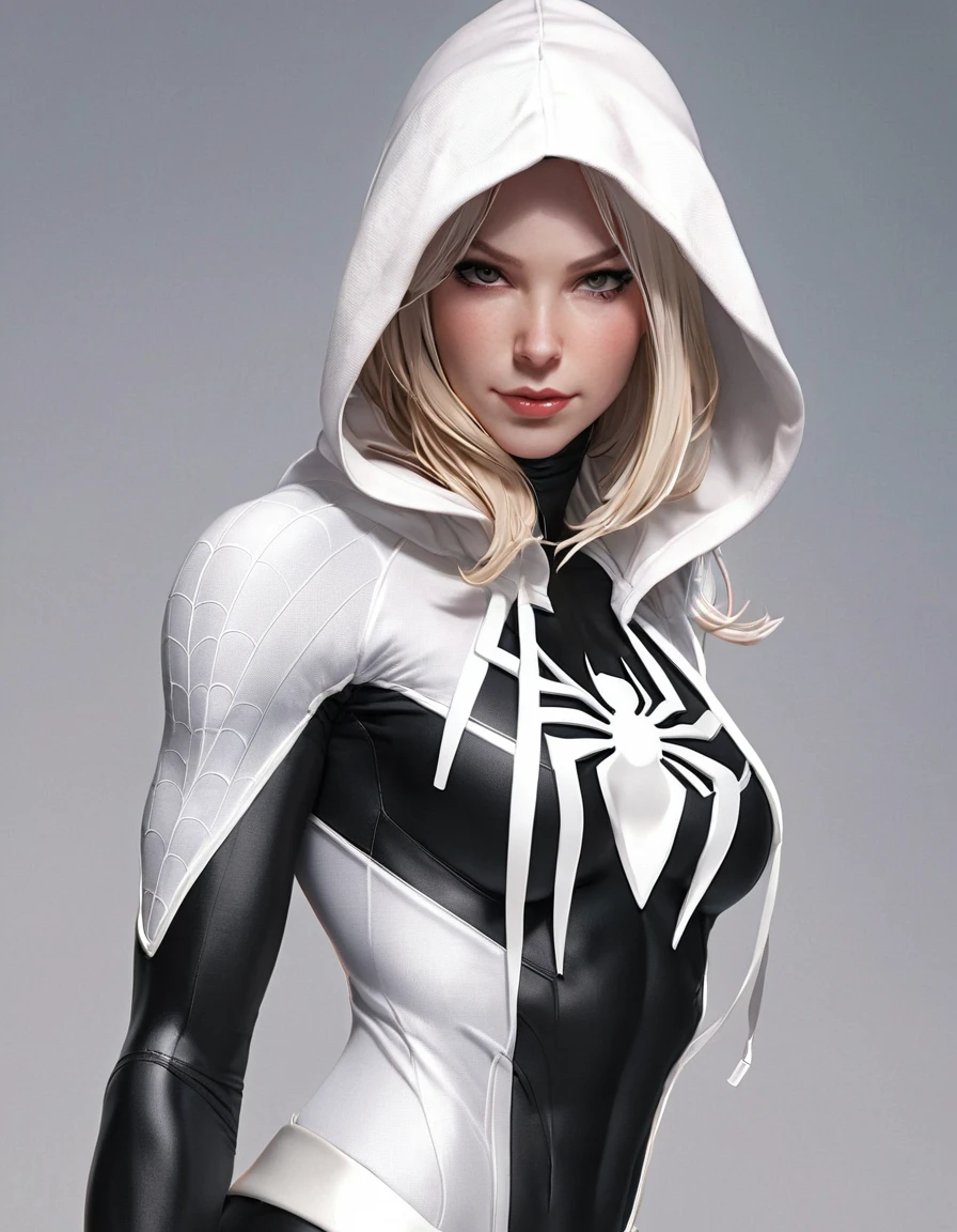spider - man girl in a white and black suit with a hoodie, ig model | artgerm, extremely detailed artgerm, spider gwen, style artgerm, gwen stacy, spider-gwen, spider - gwen, in the style artgerm, artgerm style, trending artgerm, artgerm comic, as seen on artgerm, stephen lau and artgerm, as seen on artgerm, artgerm julie bell beeple, stanley artgerm lau, artgerm and ben lo, portrait of , artgerm on artstation pixiv