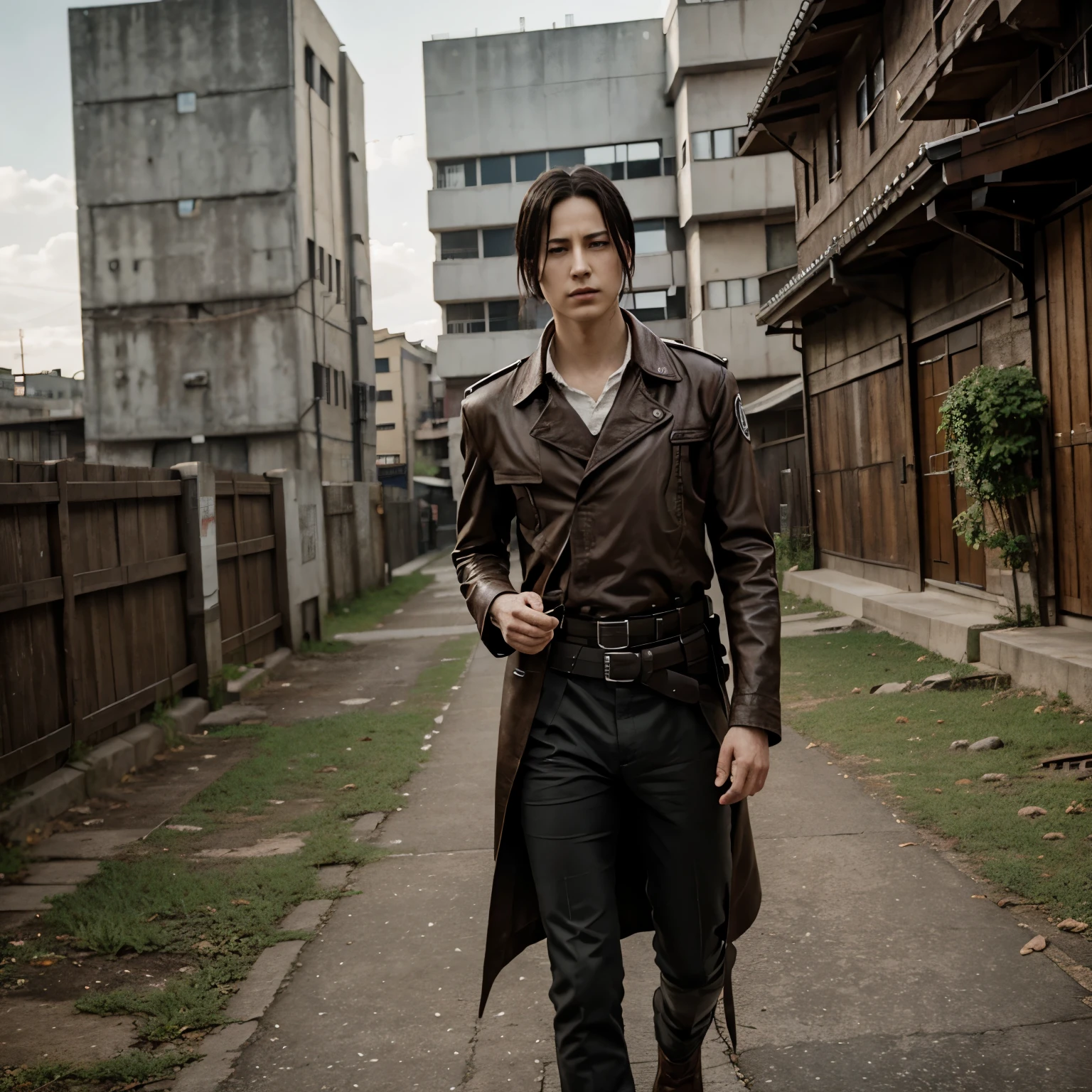 make a realistic photo of Levi Ackerman from shingeki no kyojin, realista