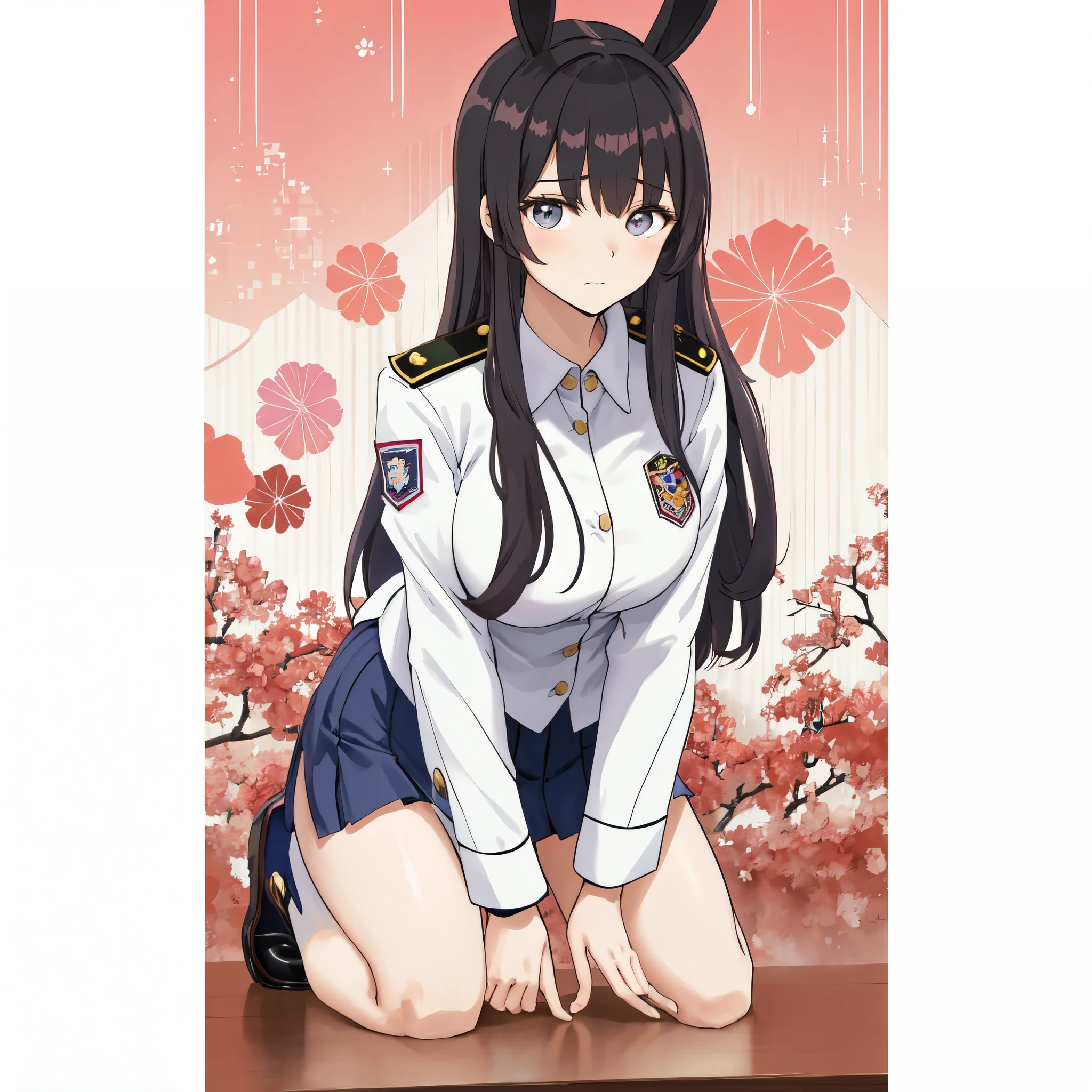 japan , a cartoon picture of a woman, garota linda, rosto bonito, peitos grandes, uniforme escolar japones, peitos grandes, garota linda, garota rindo, , garota sexy, sensual, uniforme com decote, decote no peito, peitos grandes, olhar sedutor, uniforme desabotoado, sutia preto