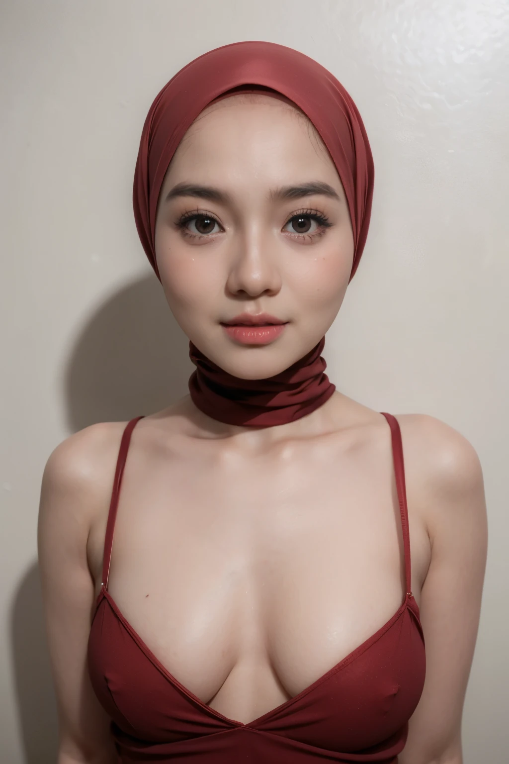  SUSPENDER,  (((HIJAB MALAY GIRL))), masutepiece, High quality, UHD 32K, Realistic face, Realistic skin feeling , A Japanese Lady, 8 , , Very cute and baby-like face, (((FLAT CHEST))), (MATRIX WORLD), ((look In front  at the camera and SADNESS)), (((CUTE GIRL))), ((RED LIPS)), ((CHUBBY)), (undress, (heavy breasts), (heavy boobs)