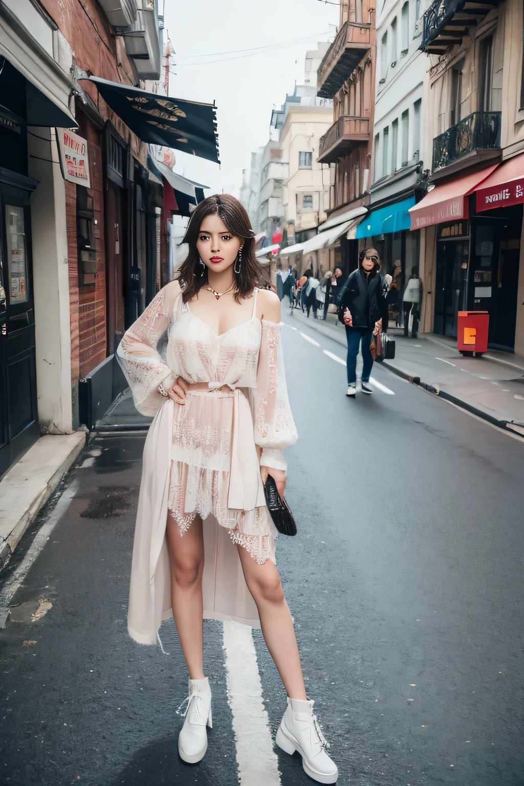 Sweet and spicy style,fashionable,Atmosphere,real person,Fashion Street Shoot,HD