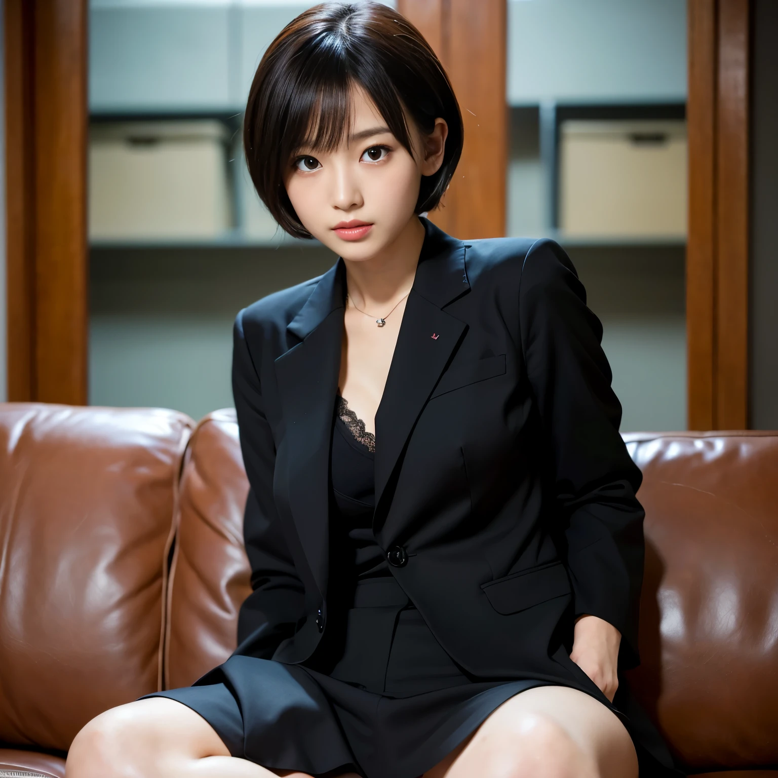 s Office、Portrait of a woman in a business suit, top-quality、hyper HD、奈良美智, Japanese Models, Beautiful Japan Girl, With short hair, 27yo女性モデル, 4 k ], 4K], 27yo, sakimichan, sakimichan